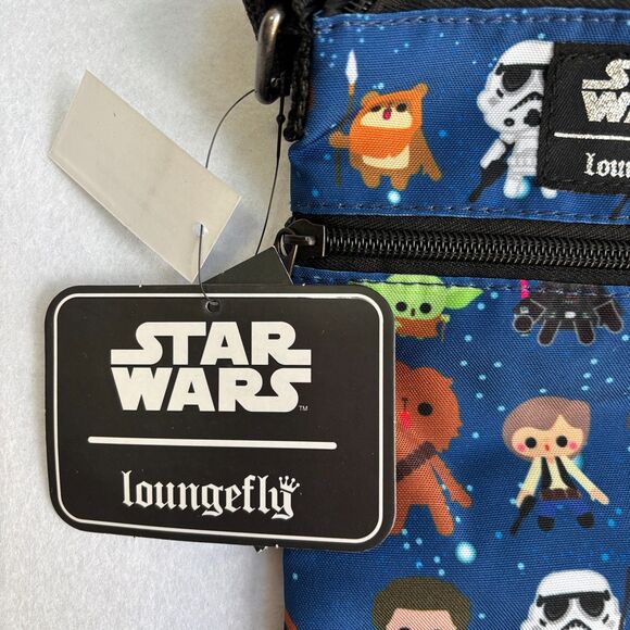 Loungefly Star Wars Chibi Characters Passport Crossbody Purse - Picture 2 of 7
